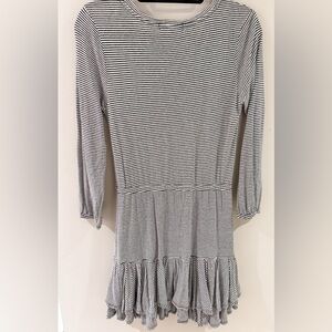 David Lerner Monochrome Striped dress with ruffle skirt